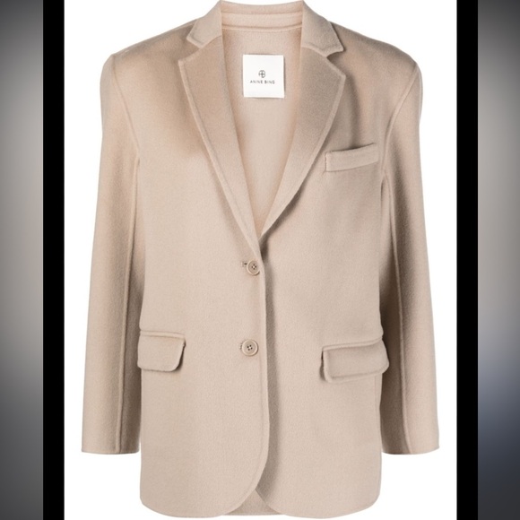 Anine Bing Quinn Wool Cashmere Taupe Coat Size XL - Picture 2 of 9